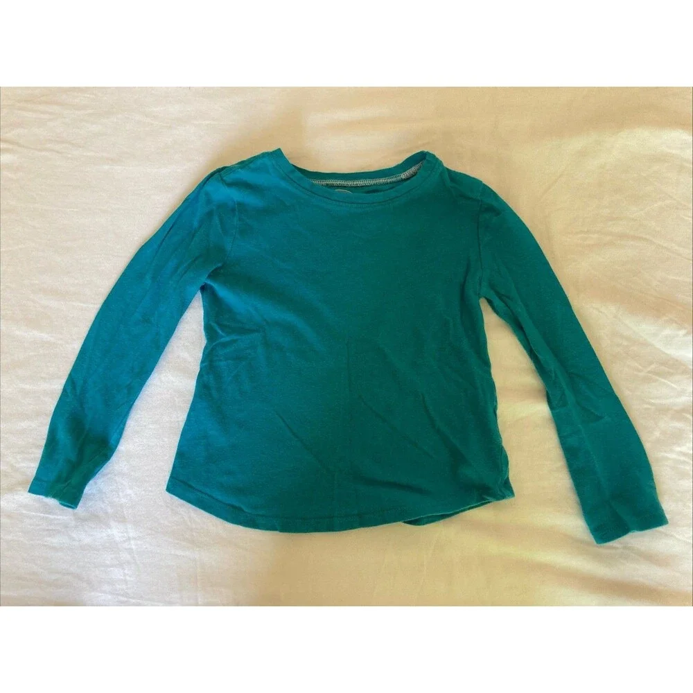 4T Old Navy girl clothes - 1 piece long sleeved shirt | solid aqua theme